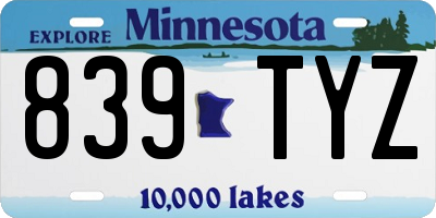 MN license plate 839TYZ