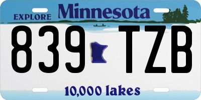 MN license plate 839TZB