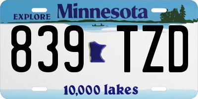 MN license plate 839TZD