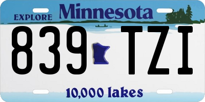MN license plate 839TZI