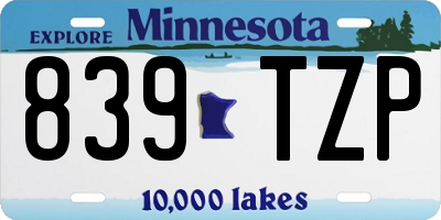 MN license plate 839TZP