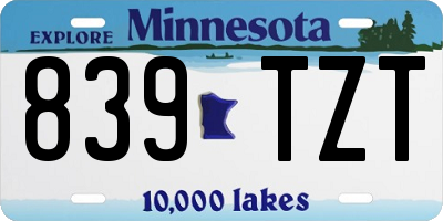 MN license plate 839TZT