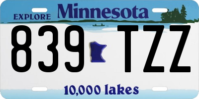 MN license plate 839TZZ