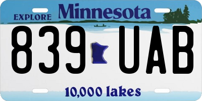 MN license plate 839UAB