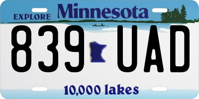 MN license plate 839UAD