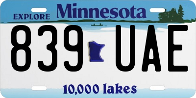 MN license plate 839UAE