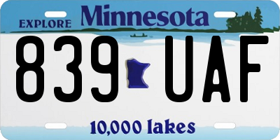 MN license plate 839UAF