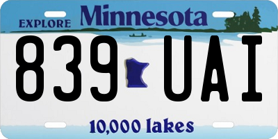 MN license plate 839UAI
