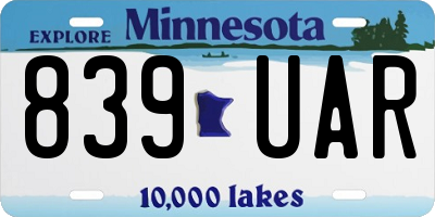 MN license plate 839UAR