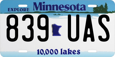 MN license plate 839UAS