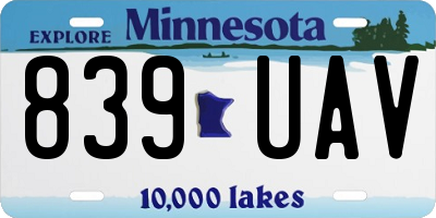 MN license plate 839UAV
