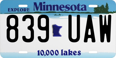 MN license plate 839UAW
