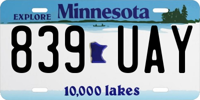 MN license plate 839UAY