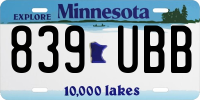 MN license plate 839UBB