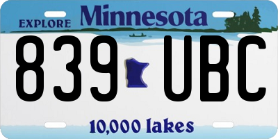 MN license plate 839UBC