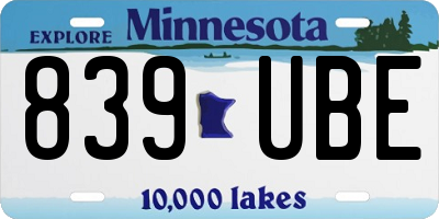 MN license plate 839UBE