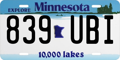 MN license plate 839UBI