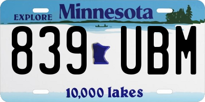 MN license plate 839UBM