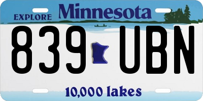 MN license plate 839UBN