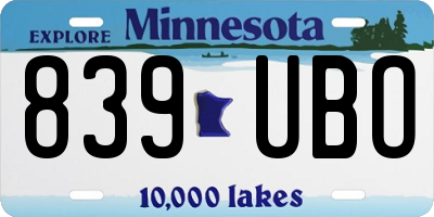 MN license plate 839UBO