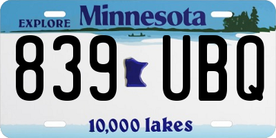 MN license plate 839UBQ