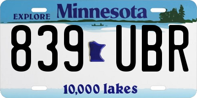 MN license plate 839UBR