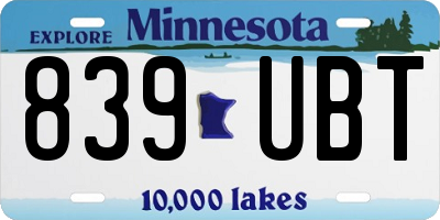 MN license plate 839UBT