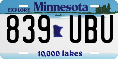 MN license plate 839UBU