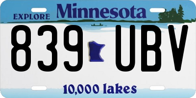 MN license plate 839UBV