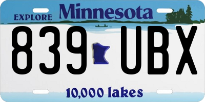 MN license plate 839UBX