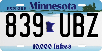 MN license plate 839UBZ