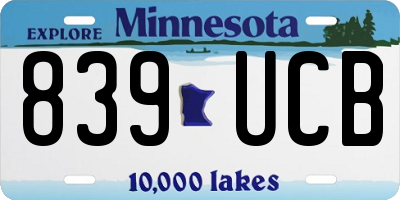 MN license plate 839UCB