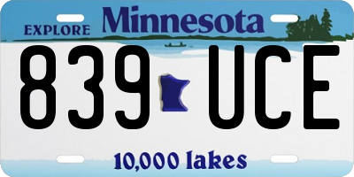 MN license plate 839UCE