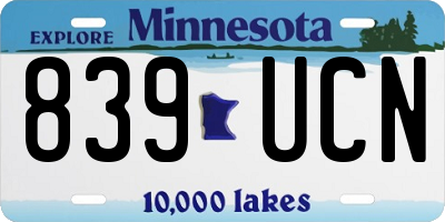 MN license plate 839UCN