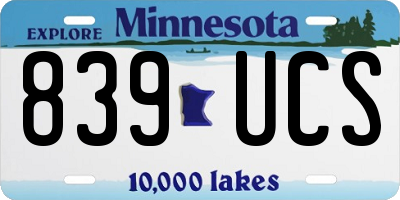 MN license plate 839UCS
