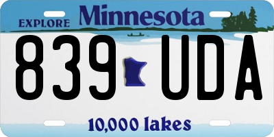 MN license plate 839UDA