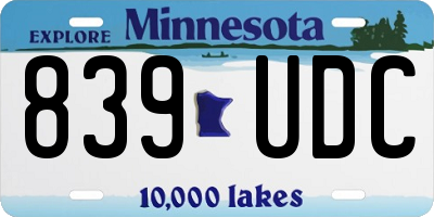 MN license plate 839UDC