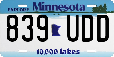 MN license plate 839UDD