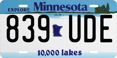 MN license plate 839UDE