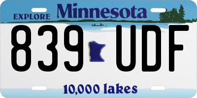 MN license plate 839UDF