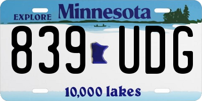 MN license plate 839UDG