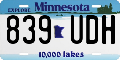 MN license plate 839UDH