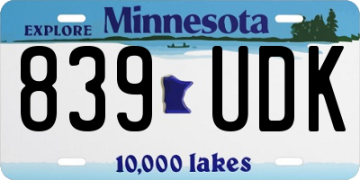 MN license plate 839UDK