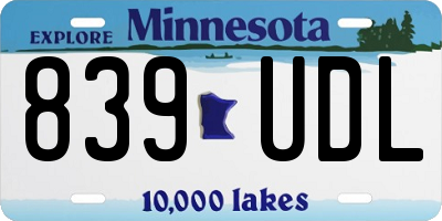 MN license plate 839UDL