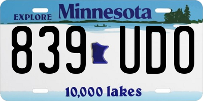 MN license plate 839UDO