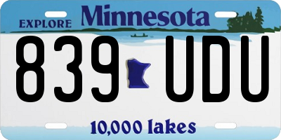 MN license plate 839UDU