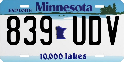 MN license plate 839UDV