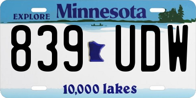 MN license plate 839UDW