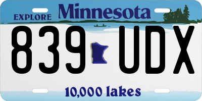 MN license plate 839UDX