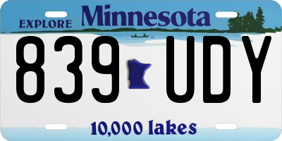 MN license plate 839UDY